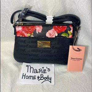 Juicy Couture Woman 2pc bag set crossbody cross body purse pouch BNWT black rose